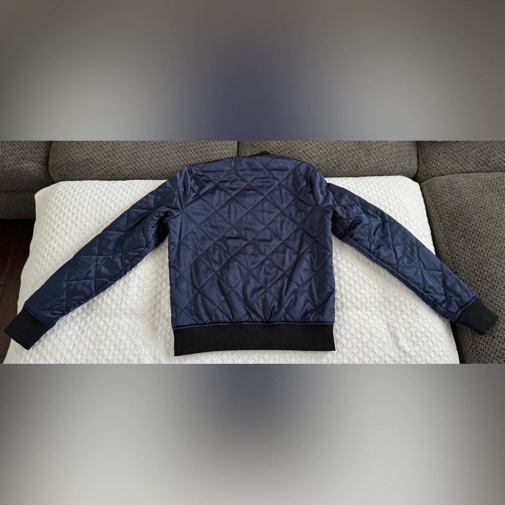 BLANC NOIR Reversible Quilted Bomber Jacket in Camo / Navy XS Black Olive Green - Picture 13 of 16